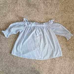 NWOT St. John's Bay Off The Shoulder Blue & White Pinstripe Top Women's Size PL